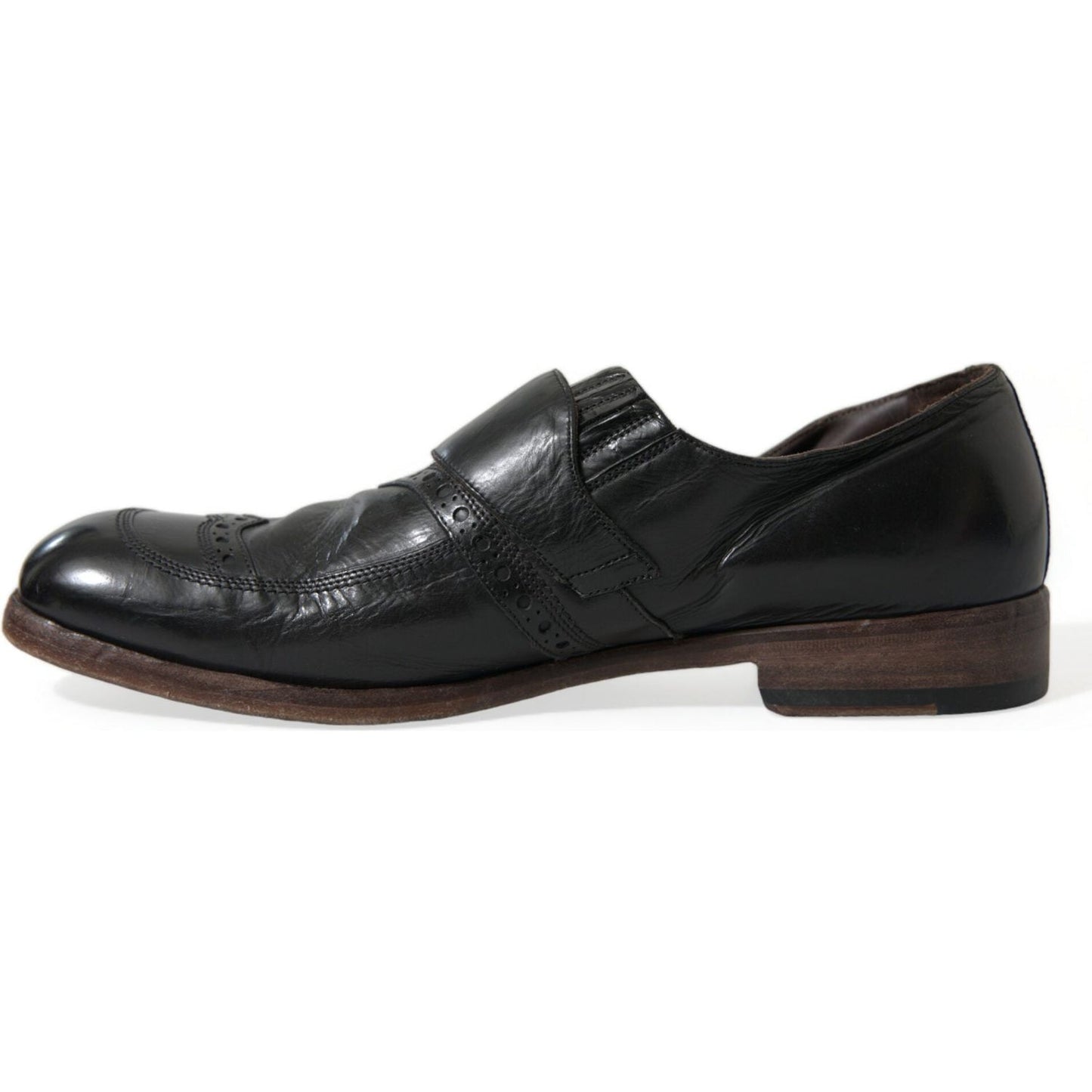 Dolce & Gabbana Elegant Black Leather Moccasins Dress Shoes black-leather-strap-mocassin-dress-shoes
