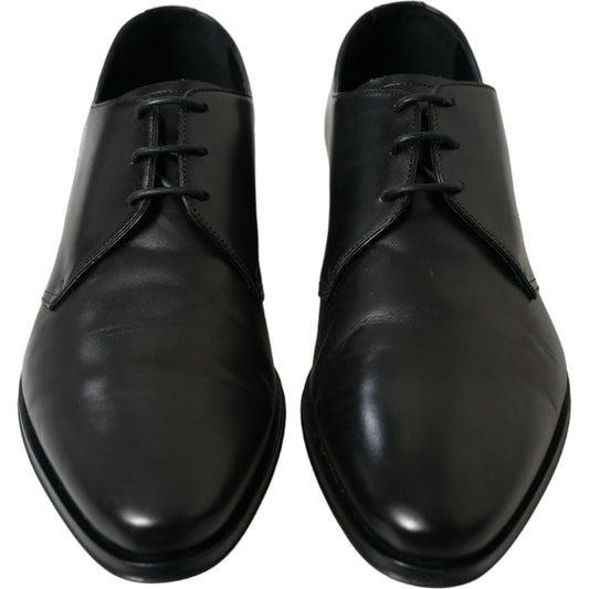 Dolce & Gabbana Elegant Black Leather Derby Dress Shoes black-leather-lace-up-formal-derby-dress-shoes-3