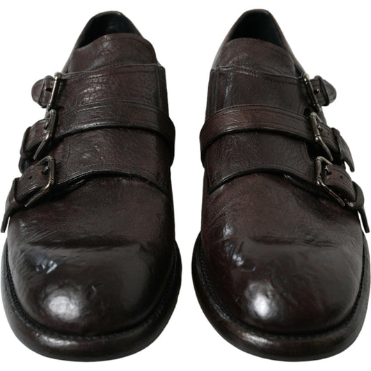 Dolce & Gabbana Elegant Triple Buckle Leather Dress Shoes brown-leather-strap-formal-dress-shoes