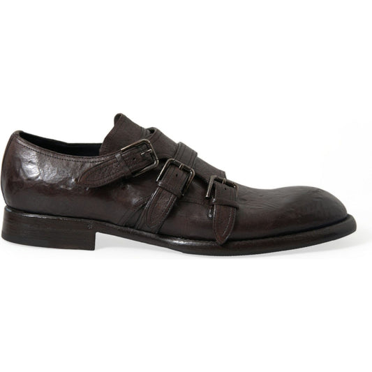 Dolce & Gabbana Elegant Triple Buckle Leather Dress Shoes brown-leather-strap-formal-dress-shoes