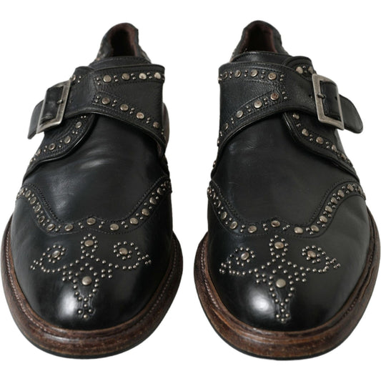 Dolce & Gabbana | Elegant Calfskin Leather Monk Straps| McRichard Designer Brands   