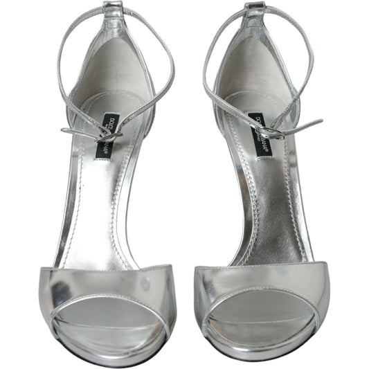 Dolce & GabbanaSilver KEIRA Leather Heels Sandals ShoesMcRichard Designer Brands£489.00