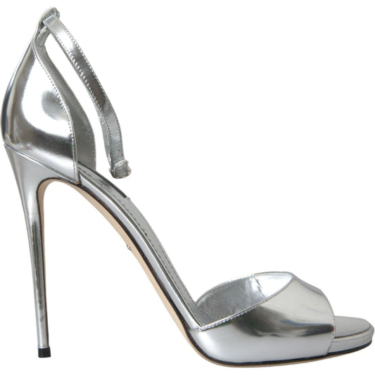 Dolce & GabbanaSilver KEIRA Leather Heels Sandals ShoesMcRichard Designer Brands£489.00