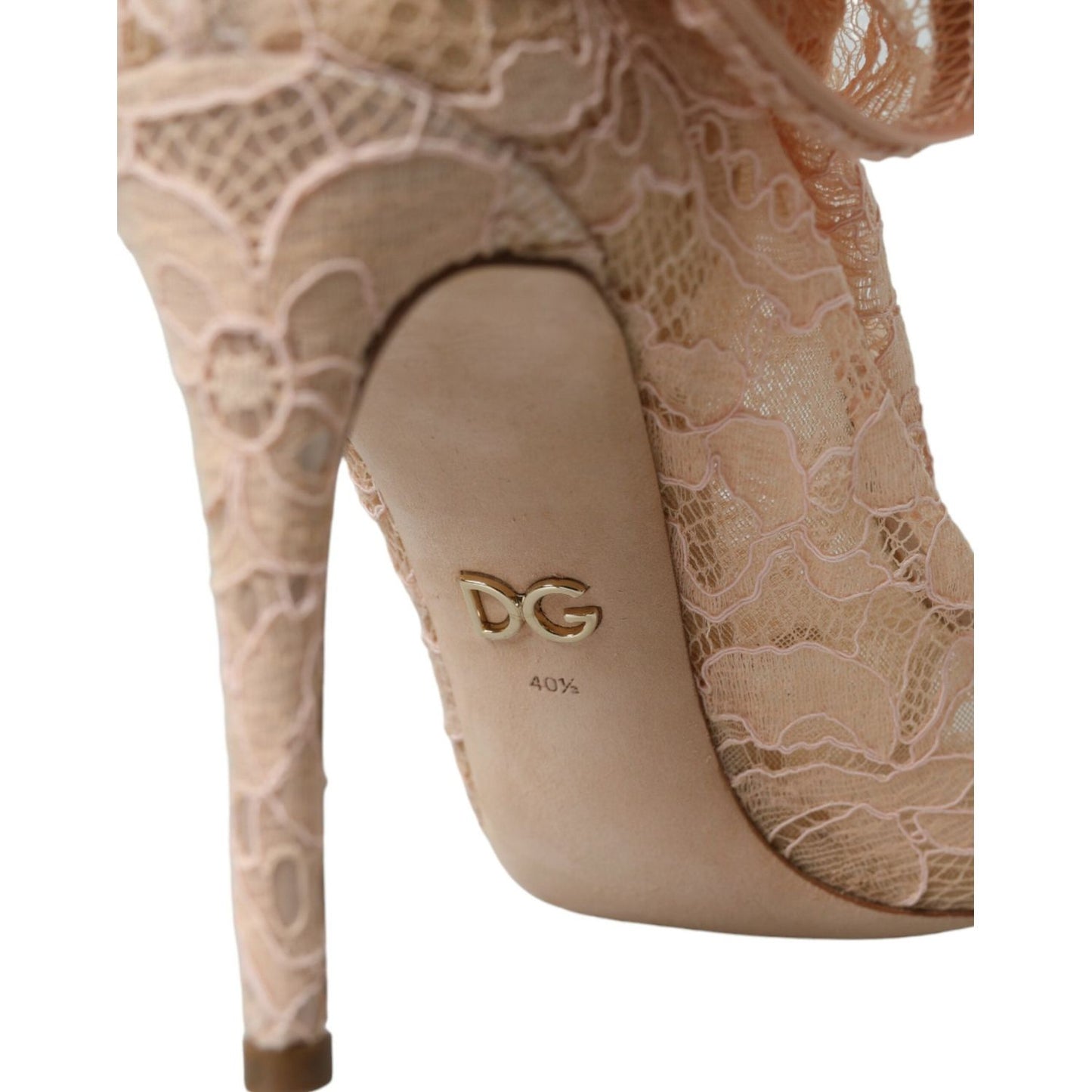 Dolce & Gabbana Beige Stretch Taormina Lace Boots Shoes beige-stretch-taormina-lace-boots-shoes