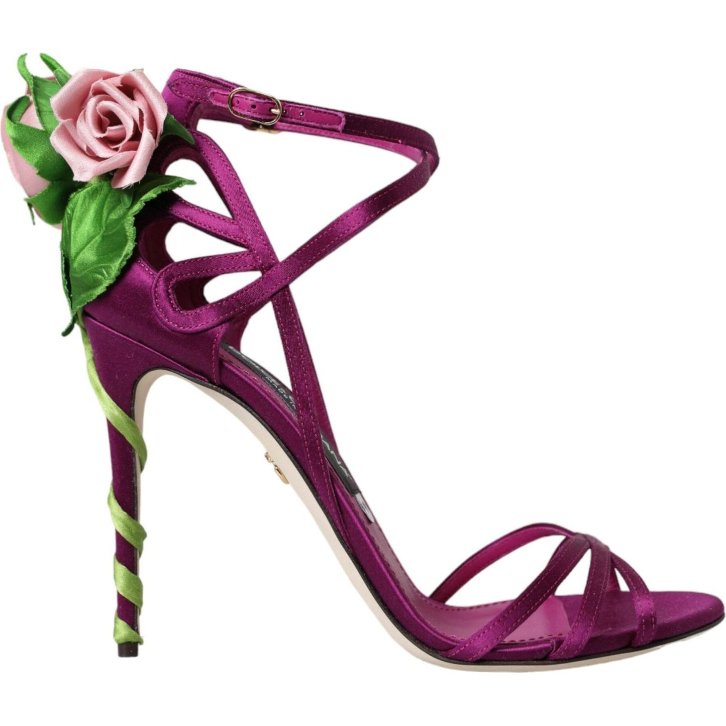 Dolce & Gabbana Purple Flower Satin Heels Sandals Shoes purple-flower-satin-heels-sandals-shoes
