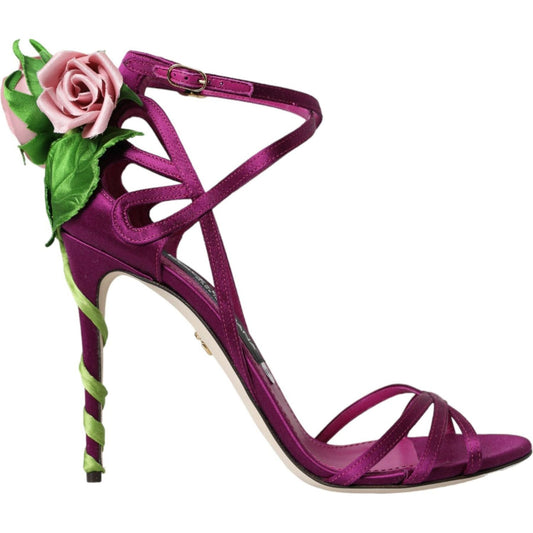 Dolce & GabbanaPurple Flower Satin Heels Sandals ShoesMcRichard Designer Brands£1169.00