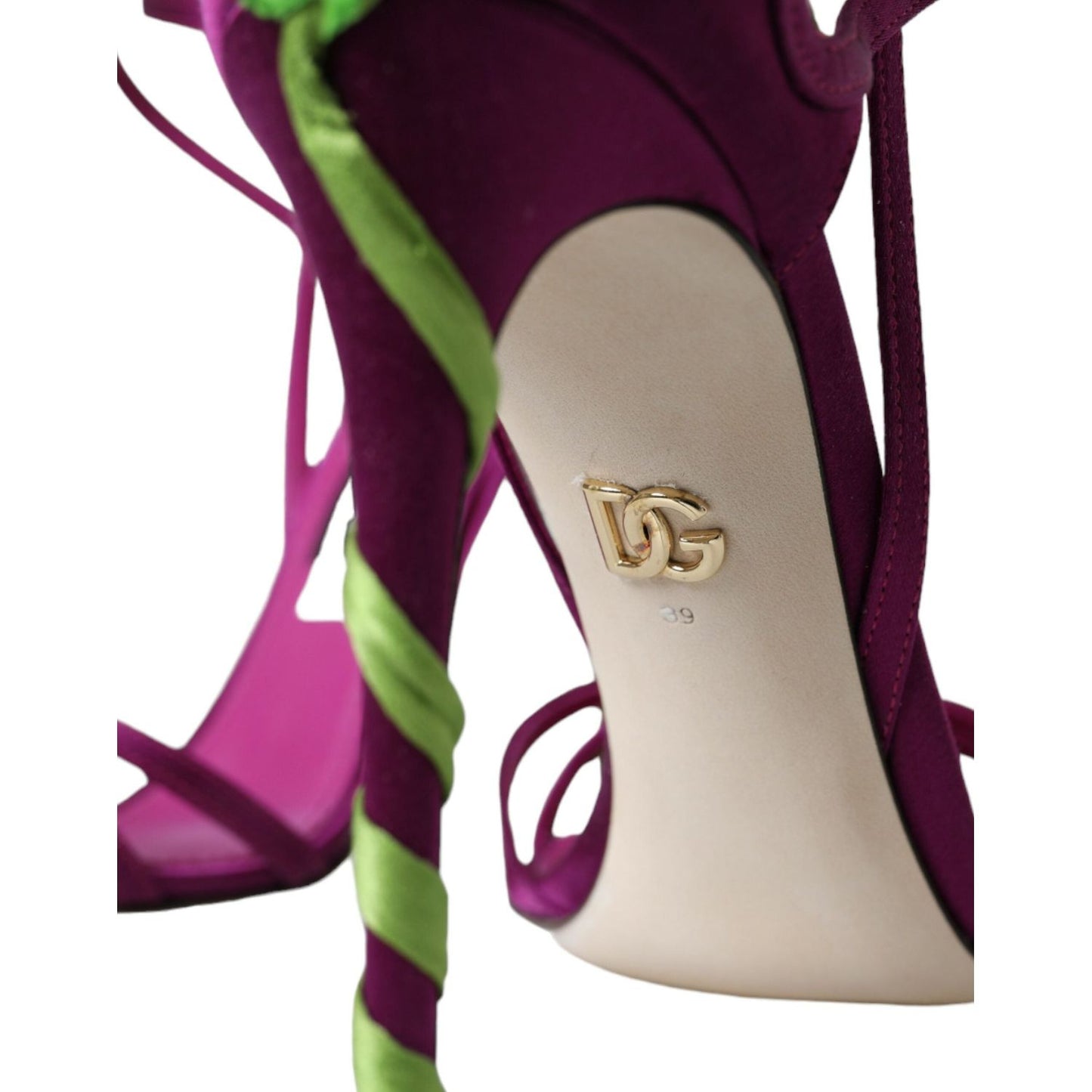 Dolce & Gabbana Purple Flower Satin Heels Sandals Shoes purple-flower-satin-heels-sandals-shoes
