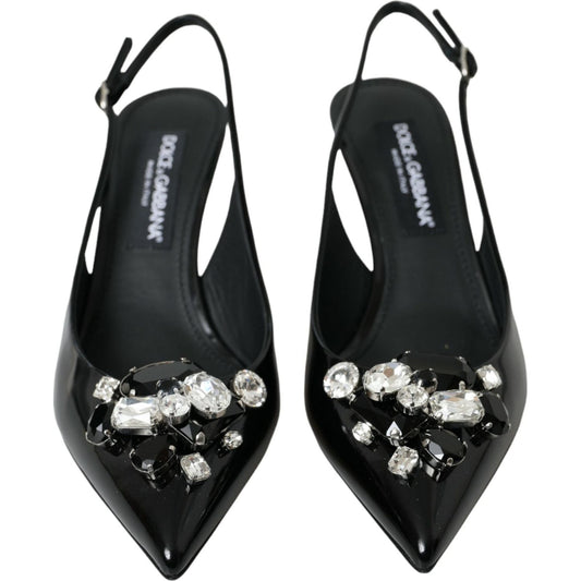 Dolce & Gabbana Black Patent Leather Crystal Slingback Shoes black-patent-leather-crystal-slingback-shoes