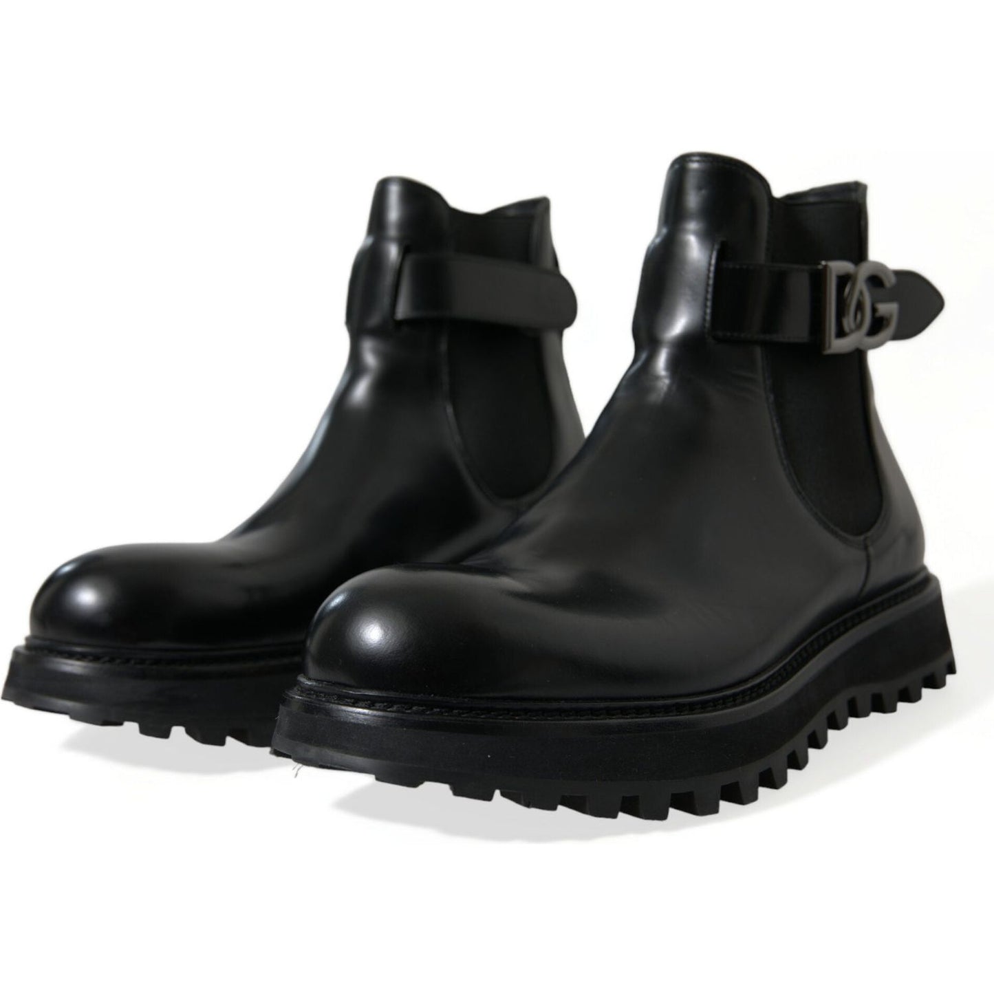 Dolce & Gabbana Elegant Black Calf Leather Chelsea Boots black-chelsea-belted-dg-logo-boots-shoes