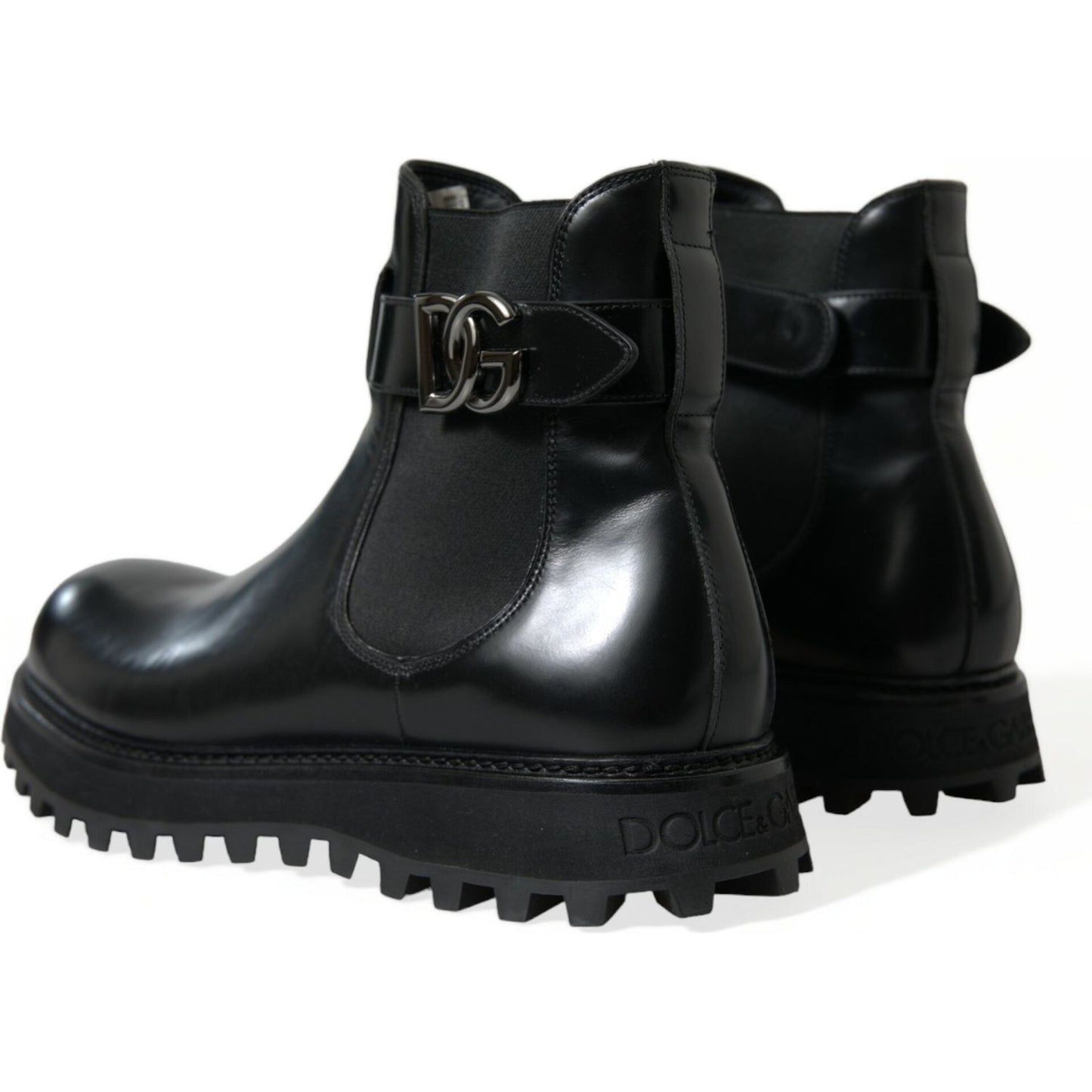 Dolce & Gabbana Elegant Black Calf Leather Chelsea Boots black-chelsea-belted-dg-logo-boots-shoes