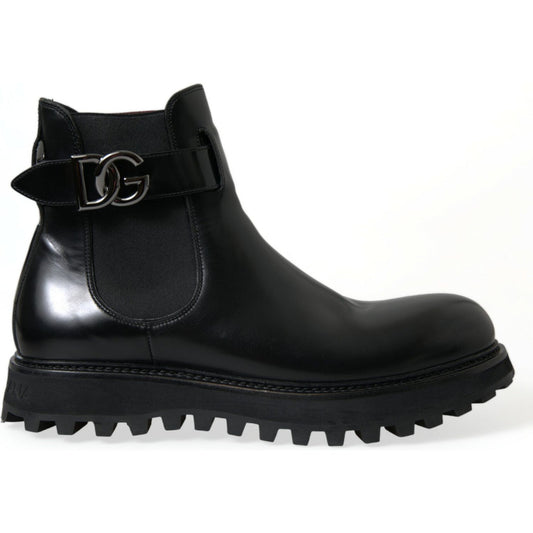 Dolce & Gabbana | Elegant Black Calf Leather Chelsea Boots| McRichard Designer Brands   