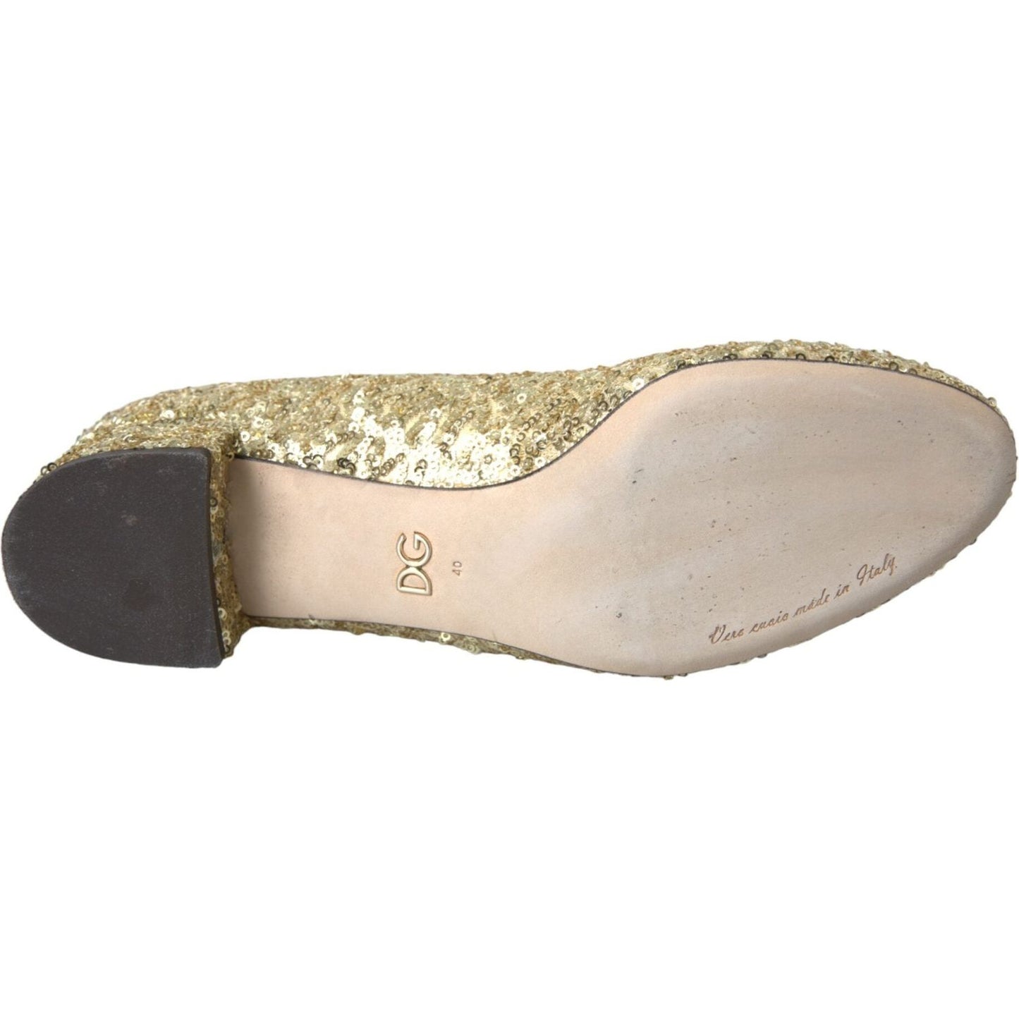 Dolce & Gabbana Gold Sequined Short Boots Stretch Shoes gold-sequined-short-boots-stretch-shoes-1
