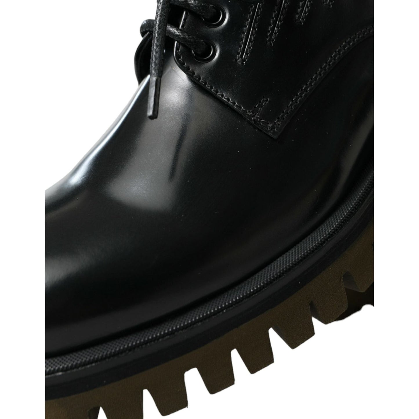 Dolce & Gabbana Elegant Black Leather Derby Dress Shoes black-leather-lace-up-derby-men-dress-shoes