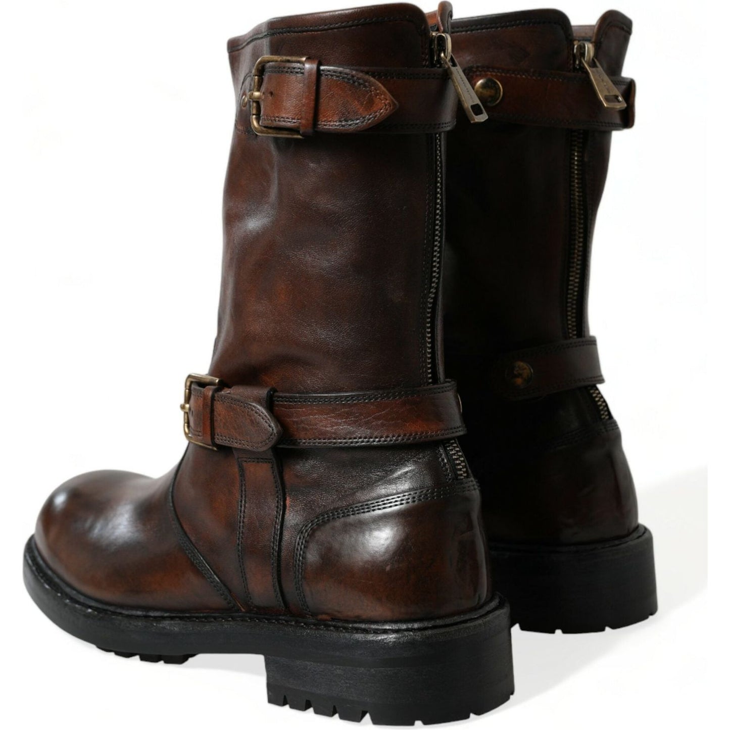 Dolce & Gabbana | Elegant Mid Calf Leather Boots for Men| McRichard Designer Brands   