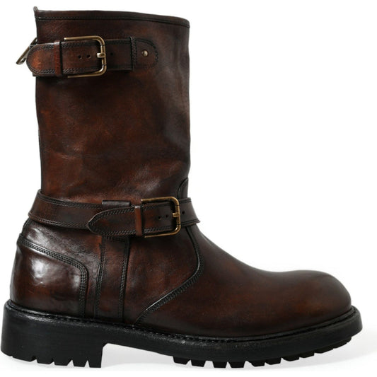 Dolce & Gabbana | Elegant Mid Calf Leather Boots for Men| McRichard Designer Brands   