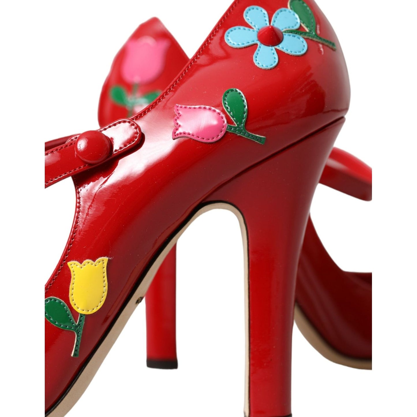 Dolce & Gabbana Red Leather Embellished Mary Jane Pumps Heels Shoes red-leather-embellished-mary-jane-pumps-heels-shoes