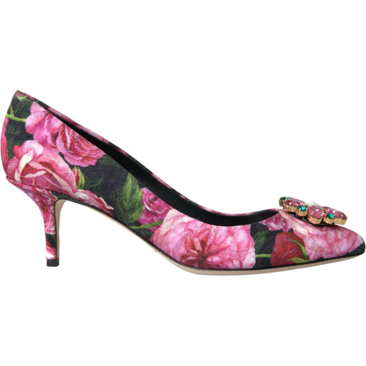 Dolce & Gabbana Multicolor Floral Brocade Crystal Heels Pumps Shoes multicolor-floral-brocade-crystal-heels-pumps-shoes