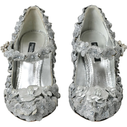 Dolce & GabbanaSilver Floral Crystal Mary Jane Pumps ShoesMcRichard Designer Brands£1309.00