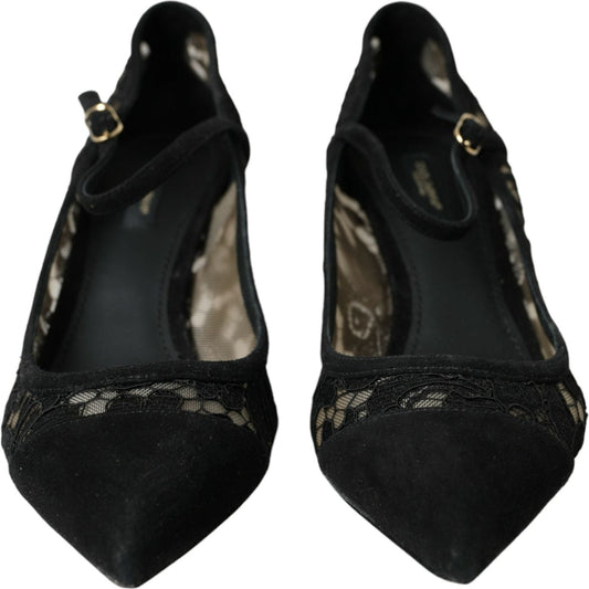 Dolce & Gabbana Black Taormina Lace Mary Janes Pumps Shoes black-taormina-lace-mary-janes-pumps-shoes