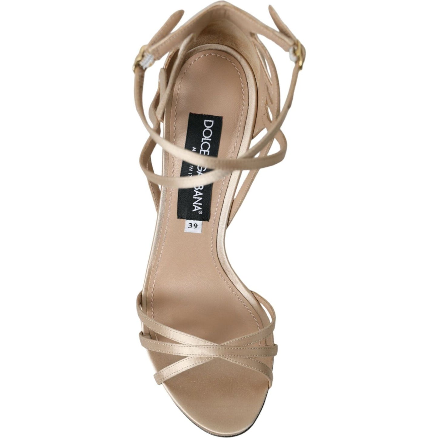 Dolce & Gabbana Beige Leather Strappy Heels Sandals Shoes beige-leather-strappy-heels-sandals-shoes