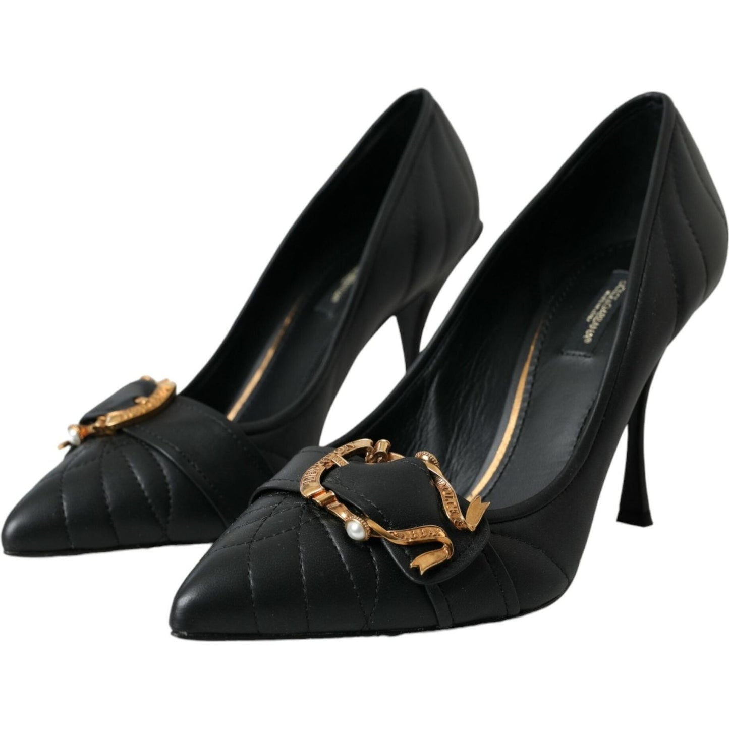 Dolce & Gabbana Black Devotion Leather Heels Pumps Shoes black-devotion-leather-heels-pumps-shoes