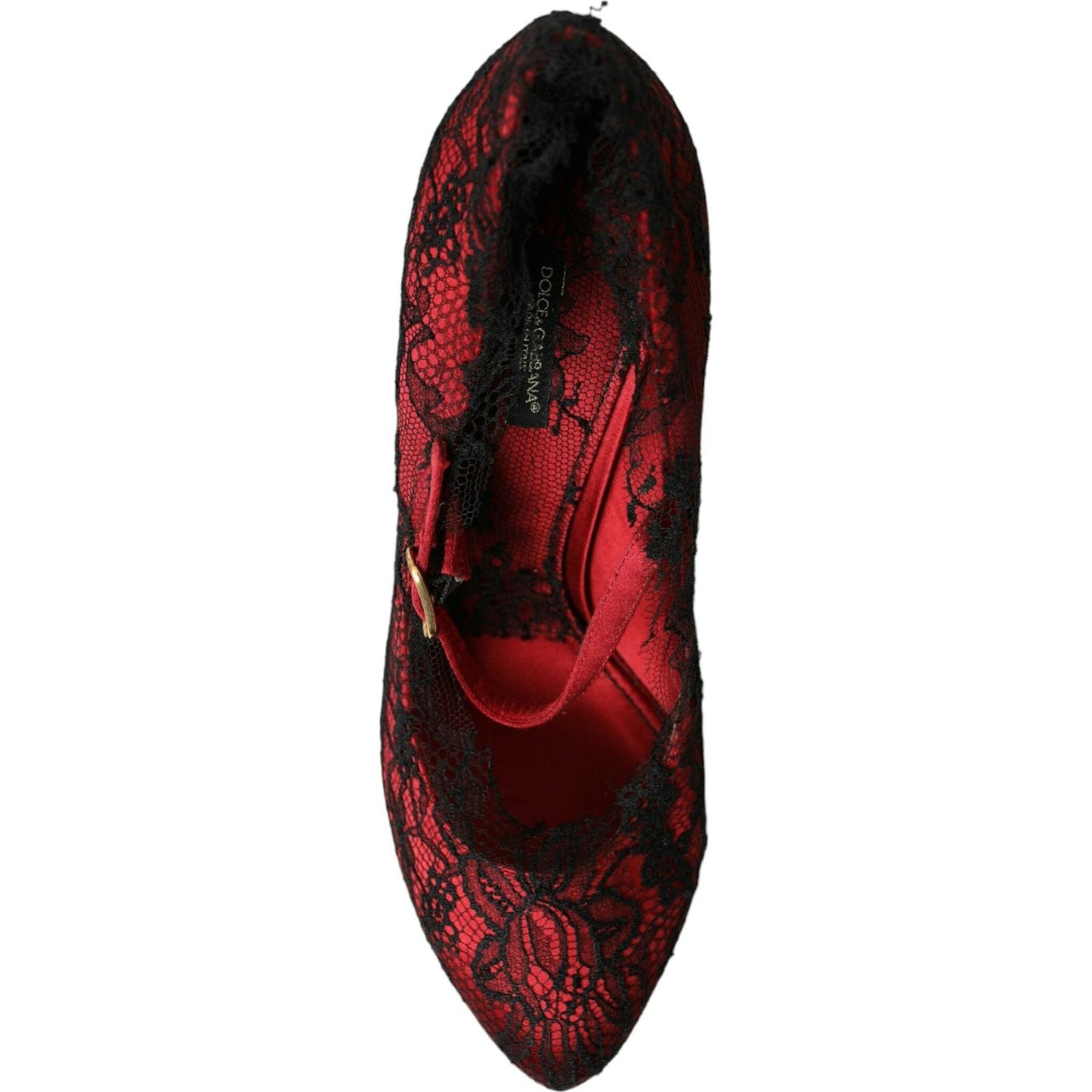 Dolce & Gabbana Red Black Floral Lace Mary Jane Pumps Shoes red-black-floral-lace-mary-jane-pumps-shoes