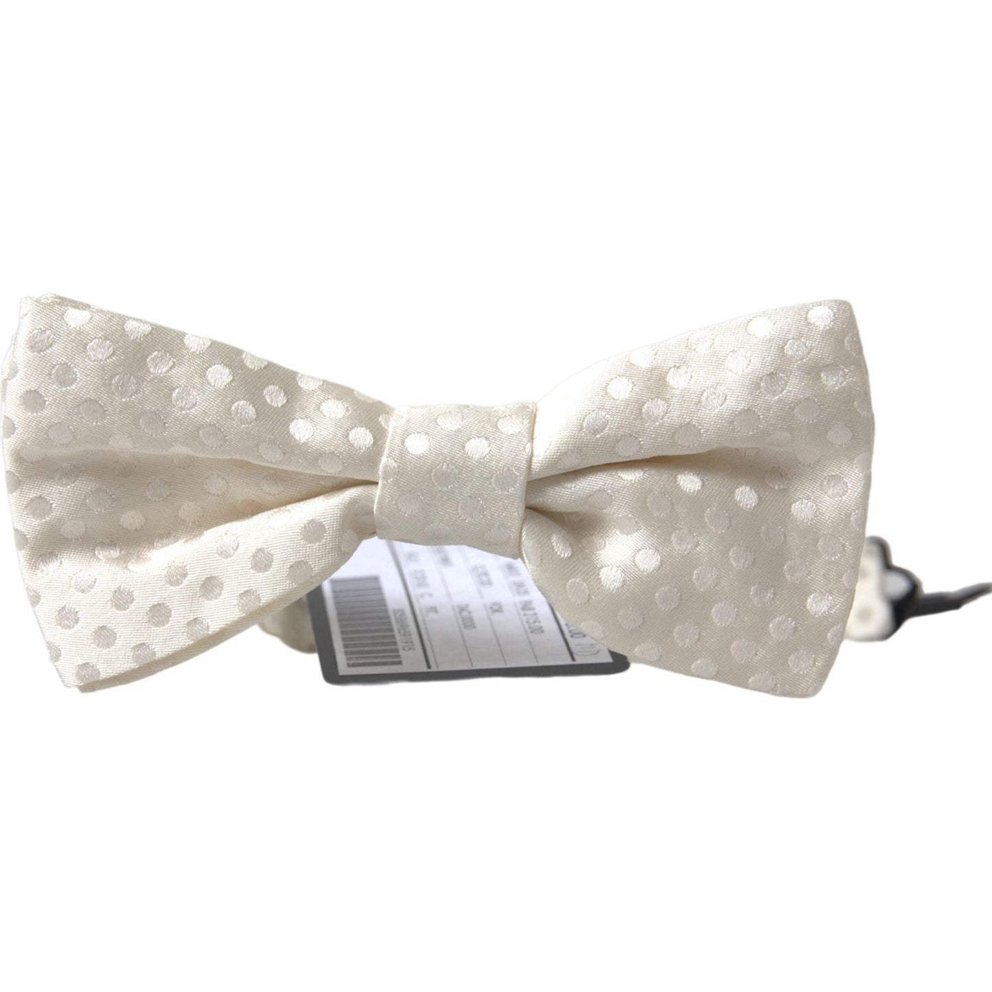 Dolce & Gabbana Elegant Ivory Fantasy Pattern Silk Bow Tie ivory-fantasy-pattern-adjustable-neck-papillon-bow-tie