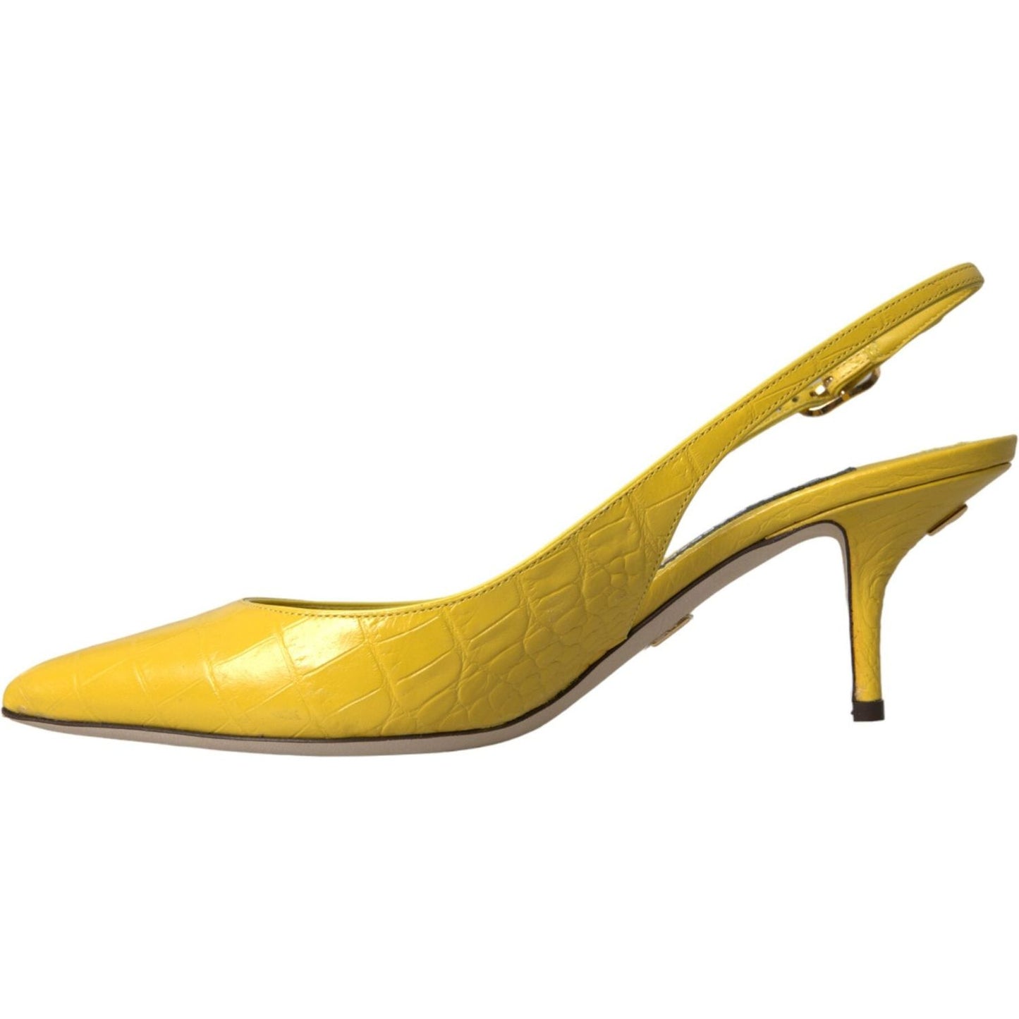 Dolce & Gabbana Yellow Leather Slingbacks Heels Shoes yellow-leather-slingbacks-heels-shoes