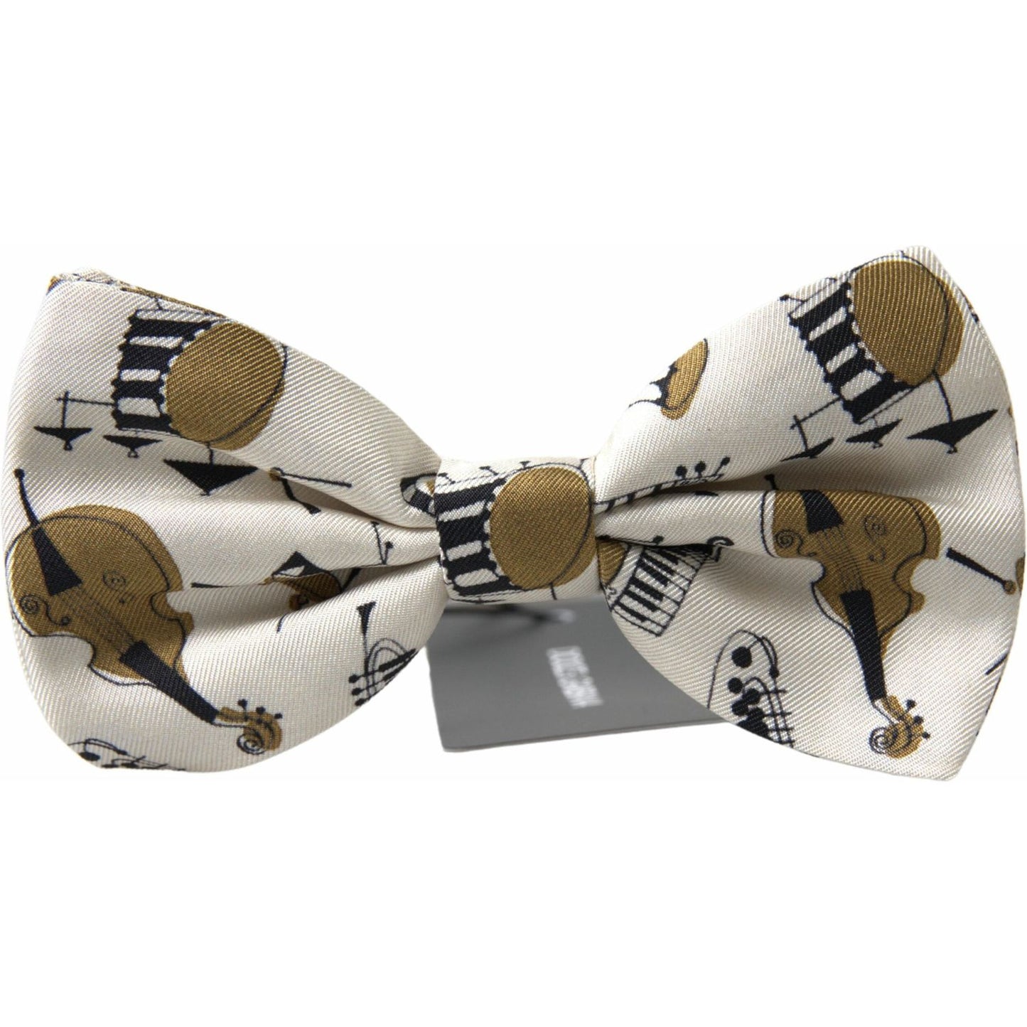 Dolce & Gabbana Chic Beige Silk Musical Bow Tie beige-musical-instrument-print-neck-papillon-bow-tie