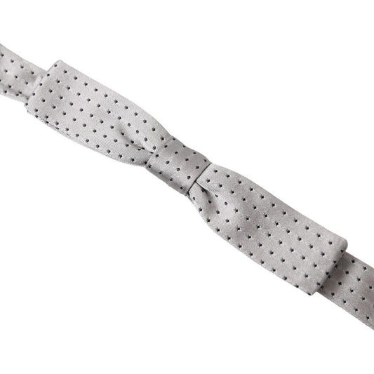 Dolce & Gabbana Elegant Grey Silk Bow Tie gray-dotted-silk-adjustable-men-neck-papillon-bow-tie