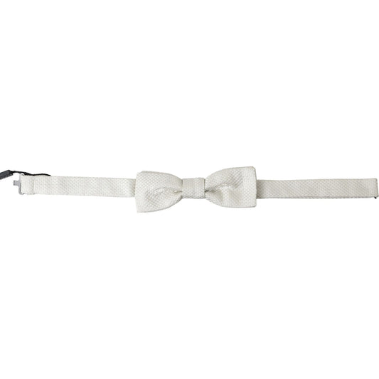 Dolce & Gabbana Elegant Ivory Silk Bow Tie ivory-silk-adjustable-neck-papillon-men-bow-tie