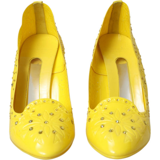 Dolce & Gabbana Yellow Crystal CINDERELLA Heels Pumps Shoes yellow-crystal-cinderella-heels-pumps-shoes