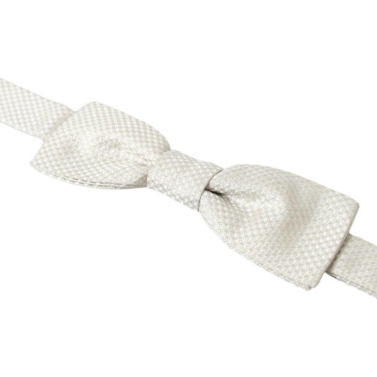 Dolce & Gabbana Elegant Ivory Silk Bow Tie ivory-silk-adjustable-neck-papillon-men-bow-tie