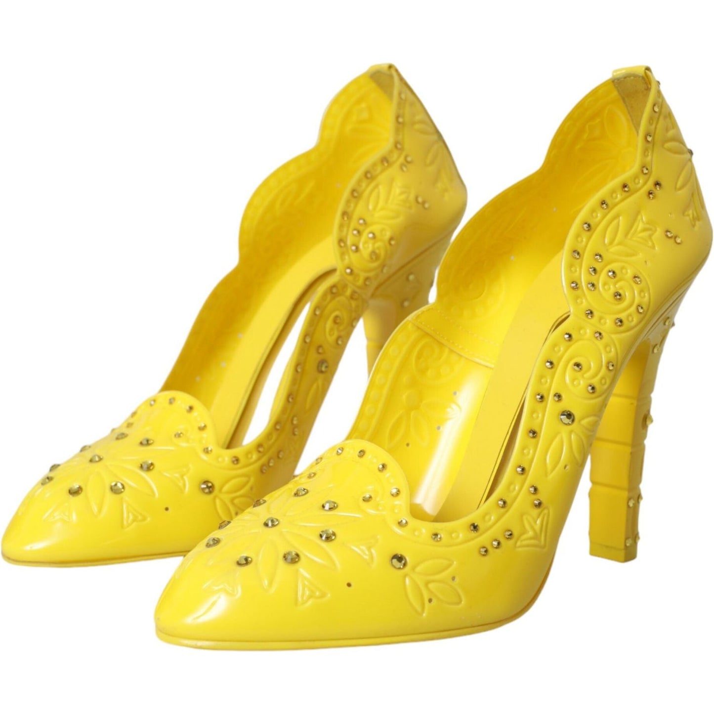 Dolce & Gabbana Yellow Crystal CINDERELLA Heels Pumps Shoes yellow-crystal-cinderella-heels-pumps-shoes