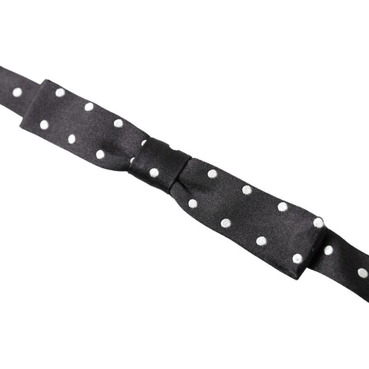 Dolce & Gabbana Elegant Black Silk Bow Tie black-polka-dot-silk-adjustable-men-neck-papillon-bow-tie