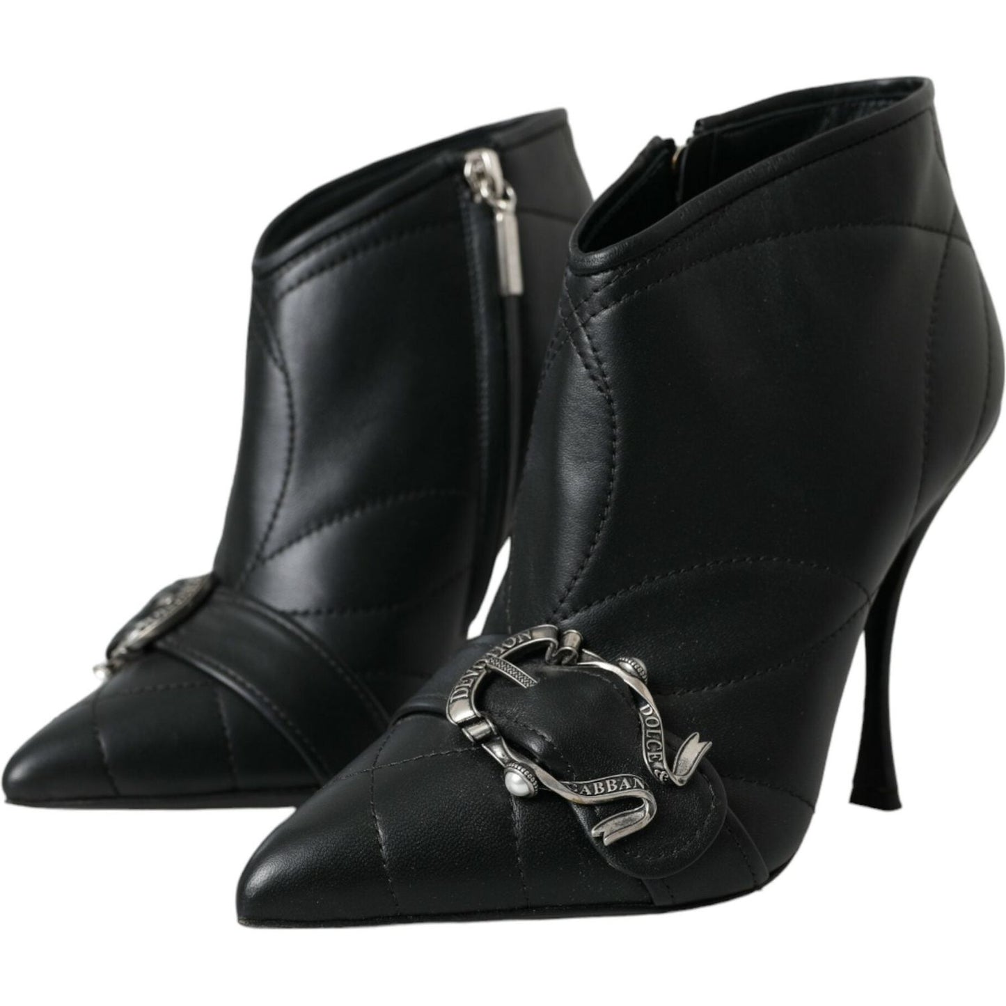 Dolce & Gabbana Black Devotion Quilted Buckled Boots Shoes black-devotion-quilted-buckled-boots-shoes