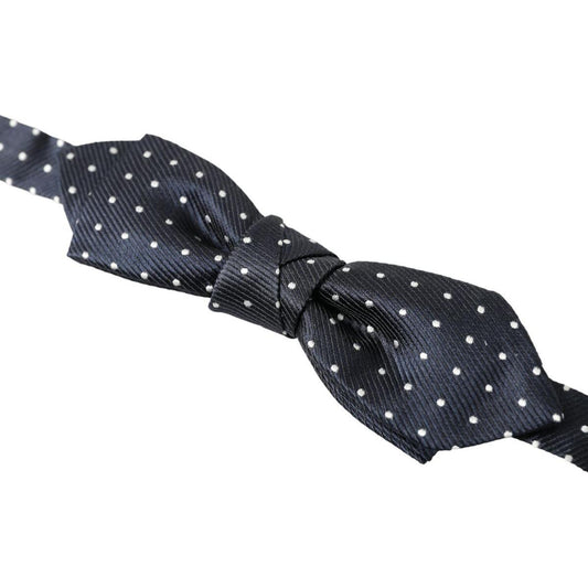 Dolce & Gabbana Elegant Blue Silk Bow Tie blue-polka-dot-silk-adjustable-men-neck-papillon-bow-tie