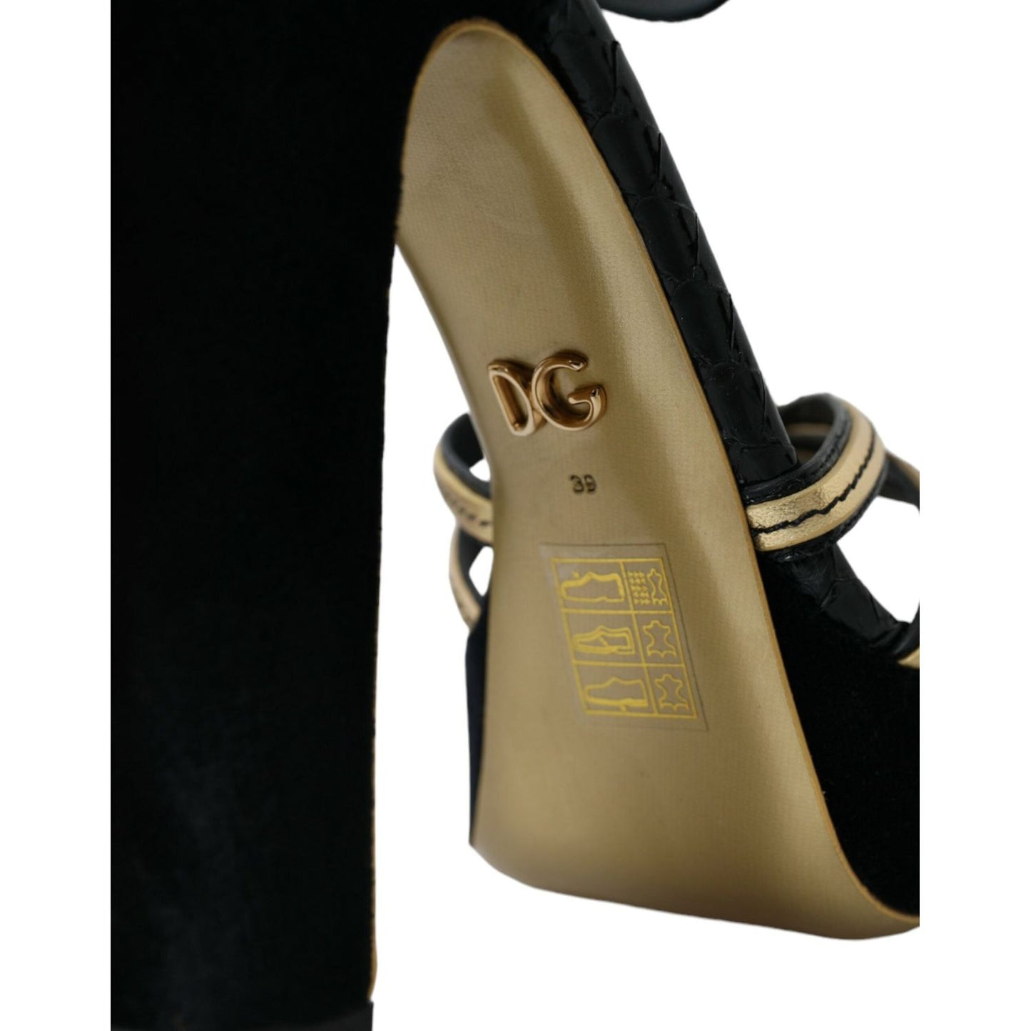 Dolce & Gabbana Black Gold Embellished Heels Sandals Shoes black-gold-embellished-heels-sandals-shoes