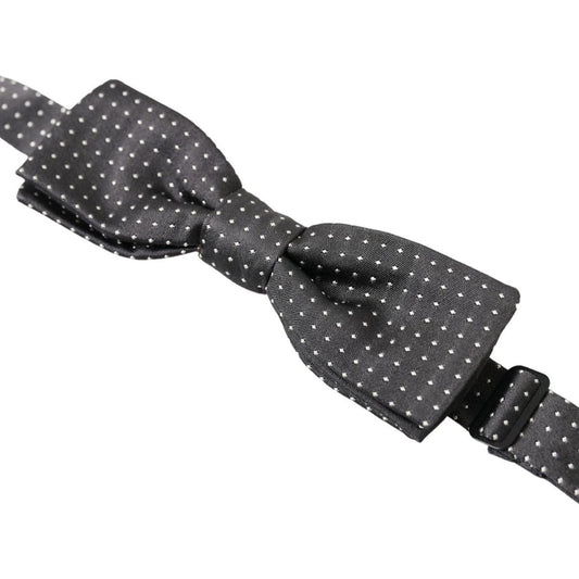 Dolce & Gabbana Elegant Silk Black Bow Tie black-polka-dot-silk-adjustable-men-neck-papillon-bow-tie-1