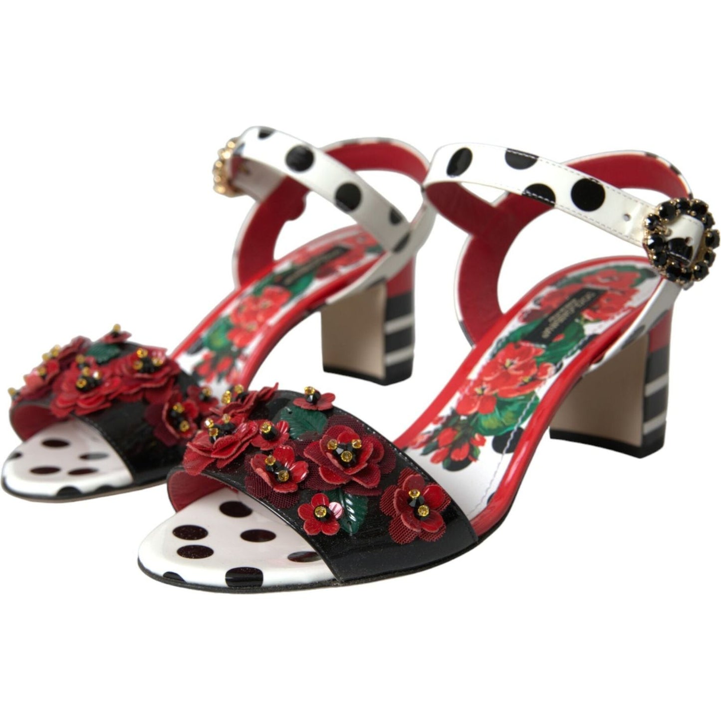 Dolce & Gabbana Multicolor Floral Crystal Leather Sandals Shoes multicolor-floral-crystal-leather-sandals-shoes
