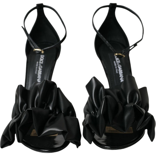 Dolce & Gabbana Black Leather Ankle Strap Heel Sandals Shoes black-leather-ankle-strap-heel-sandals-shoes