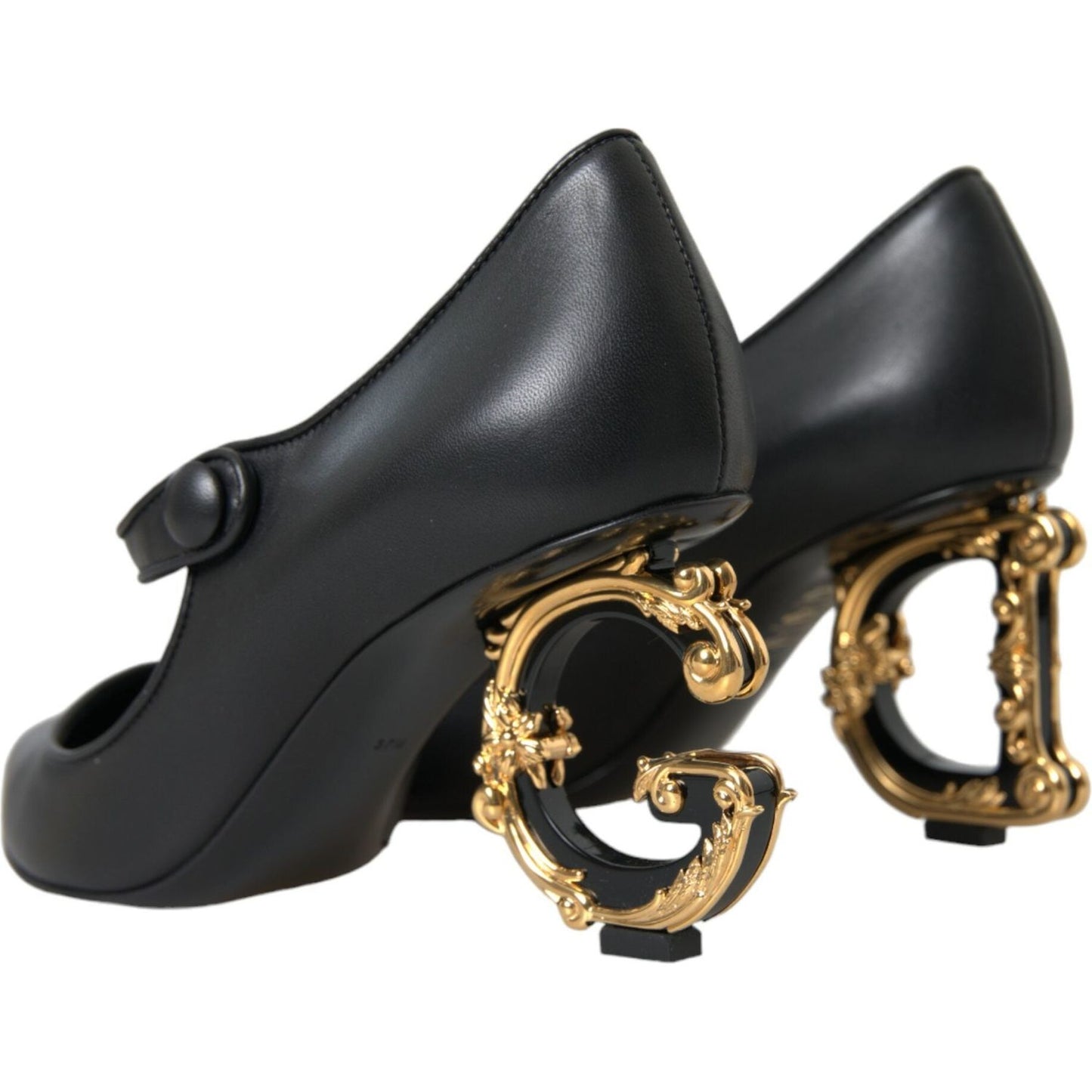 Dolce & Gabbana Black Leather Logo Heels Mary Janes Pumps Shoes black-leather-logo-heels-mary-janes-pumps-shoes