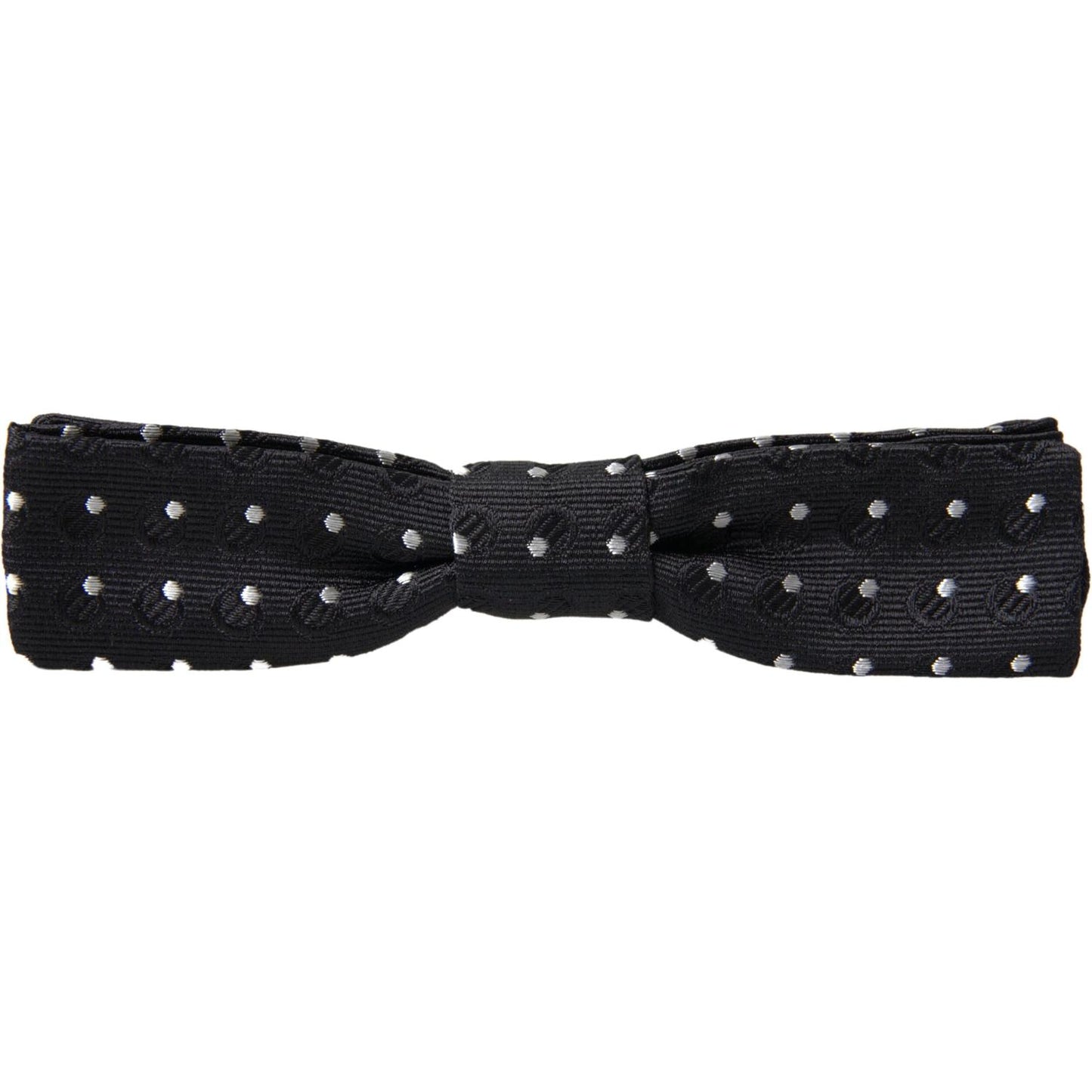 Dolce & Gabbana Elegant Silk Black Bow Tie with Signature Clasp black-polka-dot-silk-adjustable-men-neck-papillon-bow-tie-7