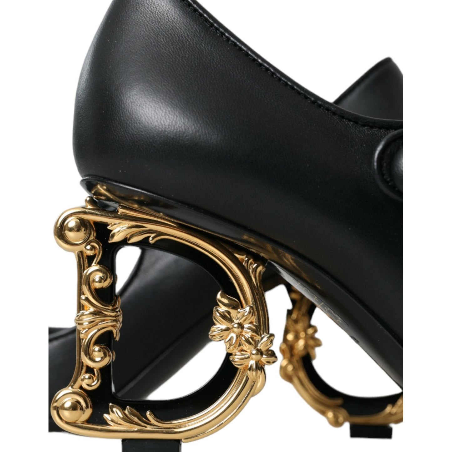 Dolce & Gabbana Black Leather Logo Heels Mary Janes Pumps Shoes black-leather-logo-heels-mary-janes-pumps-shoes