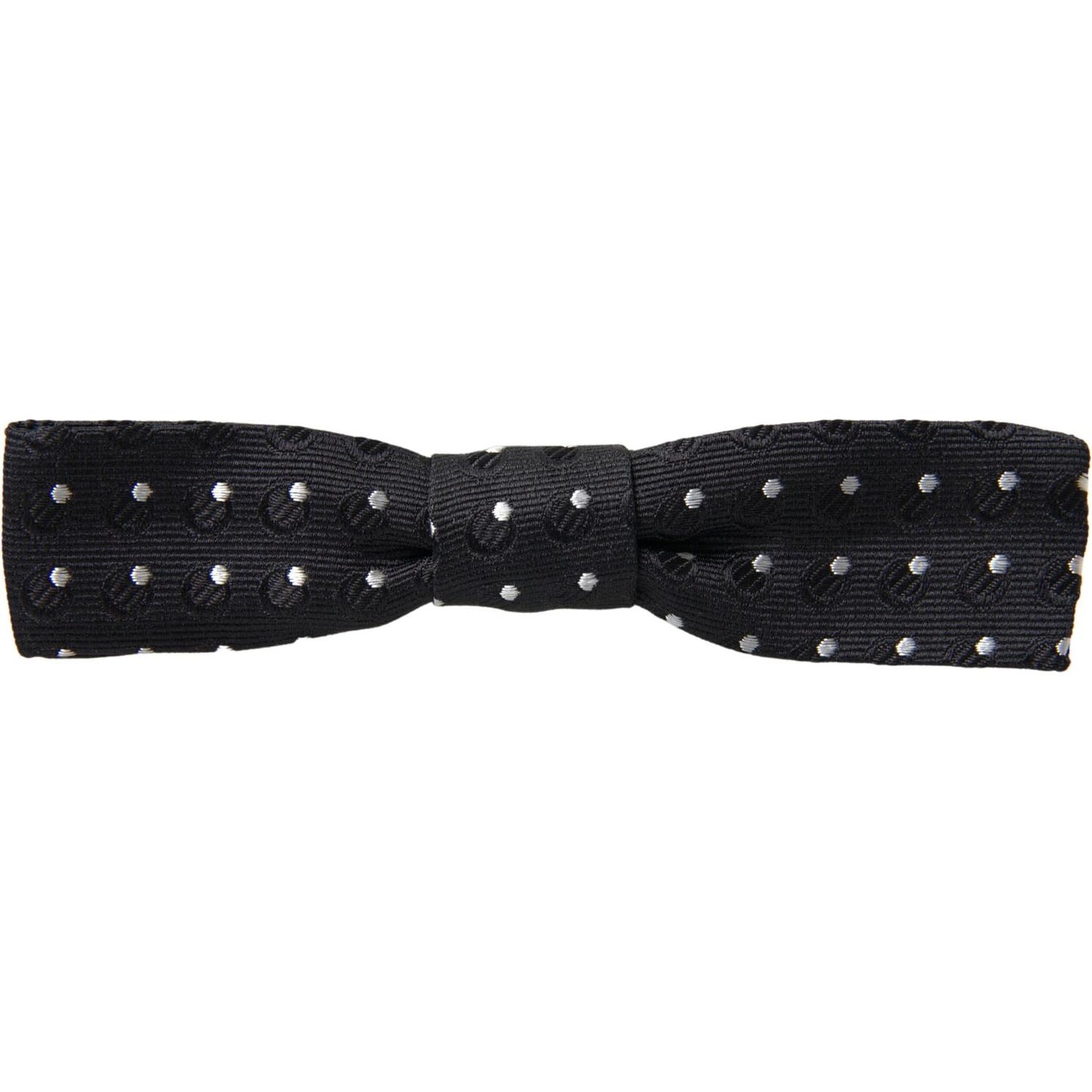 Dolce & Gabbana Elegant Silk Bow Tie for Sophisticated Evenings black-polka-dot-silk-adjustable-men-neck-papillon-bow-tie-3