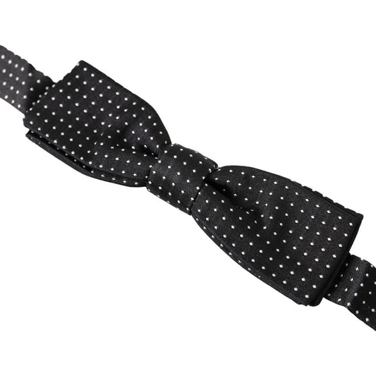 Dolce & Gabbana Elegant Silk Black Bow Tie black-polka-dot-silk-adjustable-men-neck-papillon-bow-tie-6