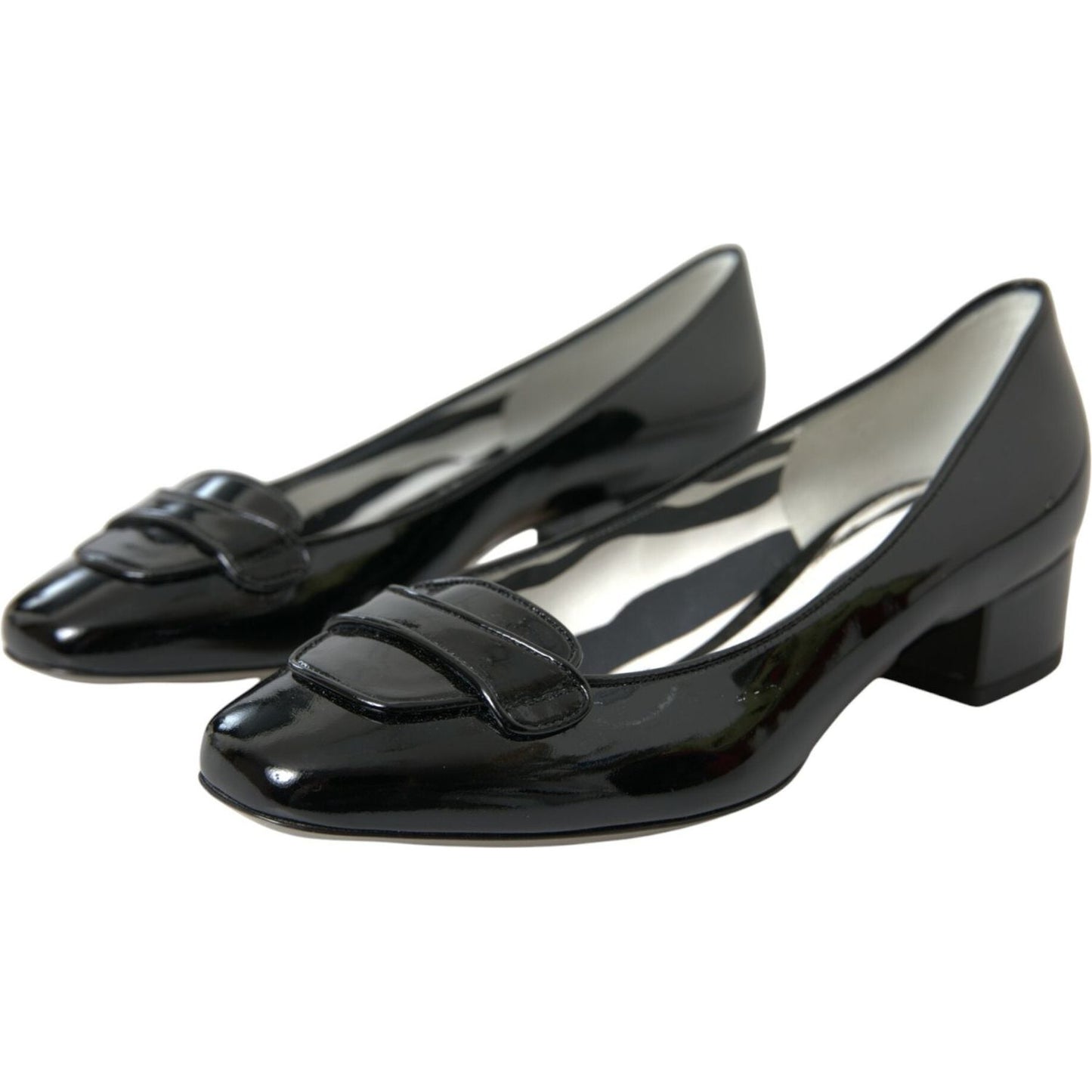 Dolce & Gabbana Black Patent Leather Block Heels Pumps Shoes black-patent-leather-block-heels-pumps-shoes