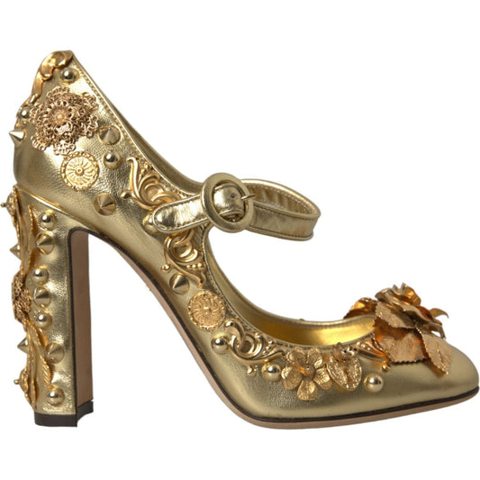 Dolce & GabbanaGold Leather Crystal Mary Janes Pumps ShoesMcRichard Designer Brands£969.00