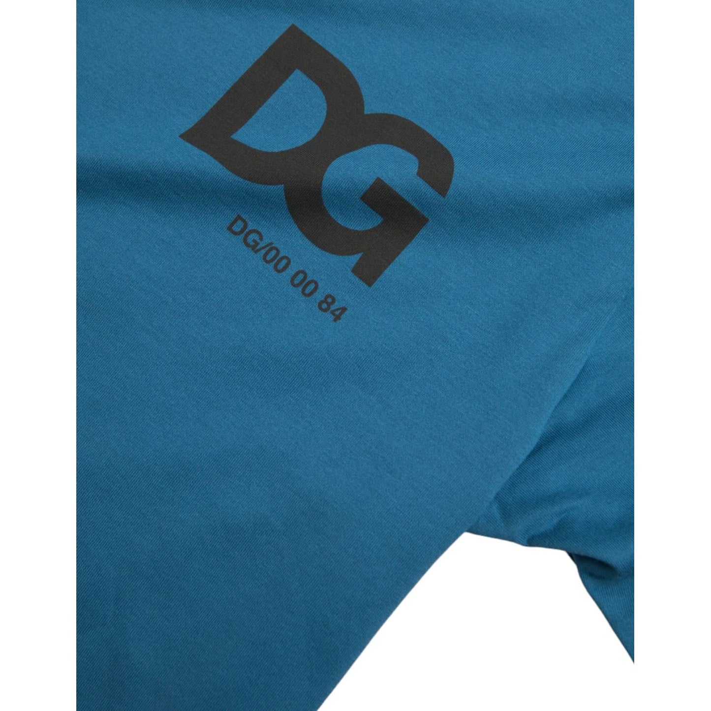 Blue Logo Round Neck Short Sleeves T-shirt