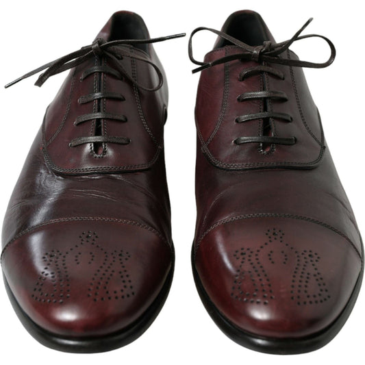Dolce & Gabbana Elegant Burgundy Leather Derby Shoes bordeaux-leather-men-formal-derby-dress-shoes